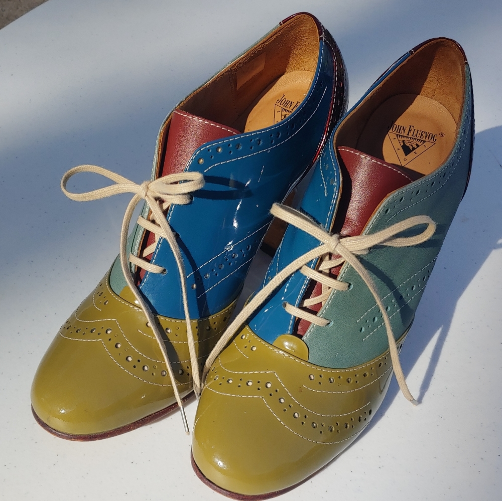 John Fluevog Brogued Lace Up Heels